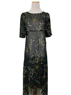Zara Midi Semi Sheer Dark Floral Dress
Size XS Whimsygoth Fairy Retro Long